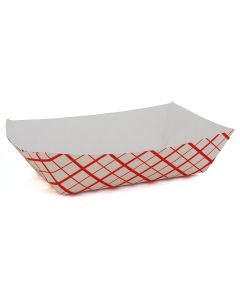 #25 Red Check Food Tray 4.25"x3.25"x1.25"(1000)